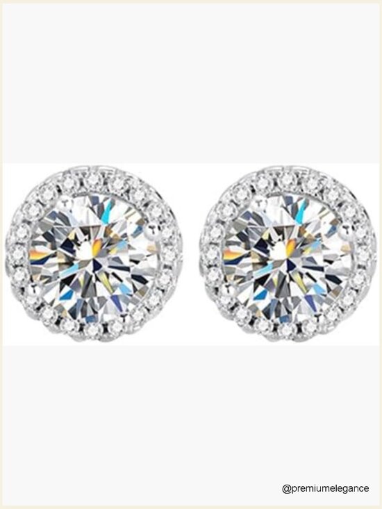 Jewelry - 14K Gold Diamond Stud Earrings VVS1 D-Color Round Brilliant Push Back Closure